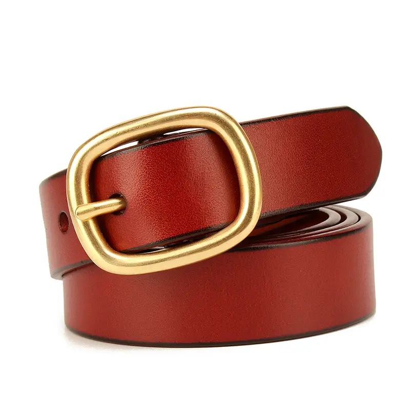 Pure Copper Japanese Pin Buckle Wide Belt Women's First Layer Cowhide Casual All-match Belt Men's Jeans Belt 28mm - Image 6