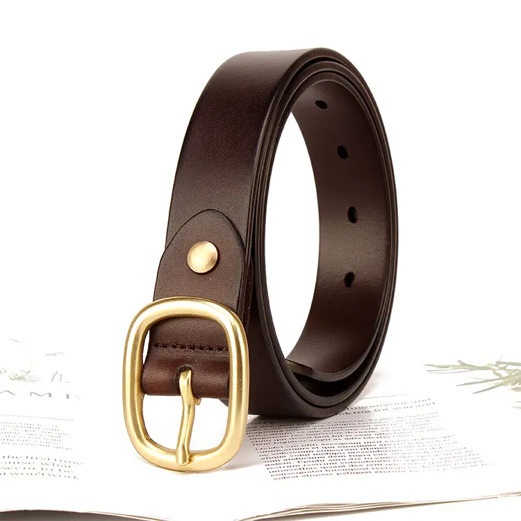Pure Copper Japanese Pin Buckle Wide Belt Women's First Layer Cowhide Casual All-match Belt Men's Jeans Belt 28mm - Image 2
