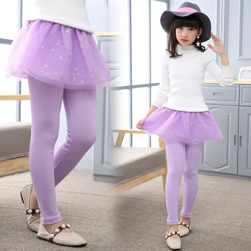 Girls' Blue Starry Mesh Leggings Set for Spring Autumn 2021