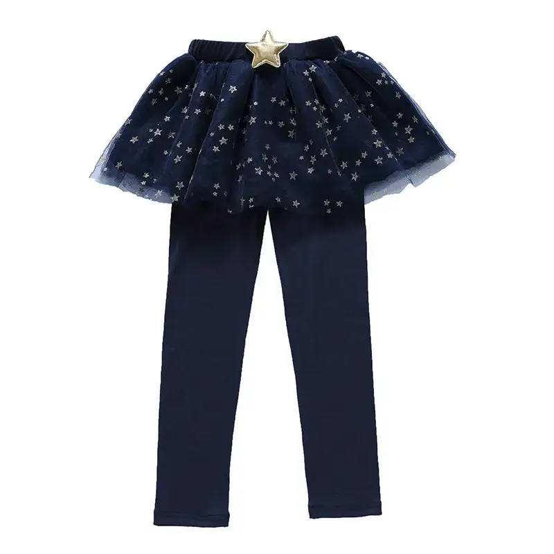 Girls' Blue Starry Mesh Leggings Set for Spring Autumn 2021