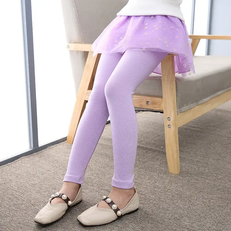 Girls' Blue Starry Mesh Leggings Set for Spring Autumn 2021