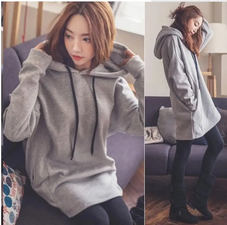 Women Hooded Vest Medium Long Gray 2018 Winter - Image 3