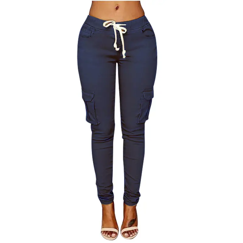 Women's Cross-Border Drawstring Lace-Up Pencil Pants Tan - Image 8