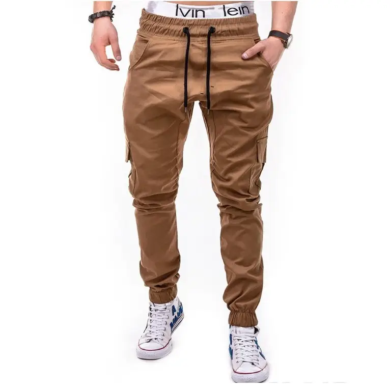 Men Black Cotton Jogger Pants Large Loose Tethered Casual Wear - Image 5