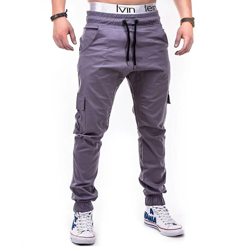 Men Black Cotton Jogger Pants Large Loose Tethered Casual Wear - Image 9