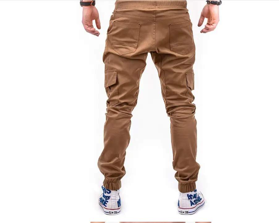 Men Black Cotton Jogger Pants Large Loose Tethered Casual Wear — feature 3