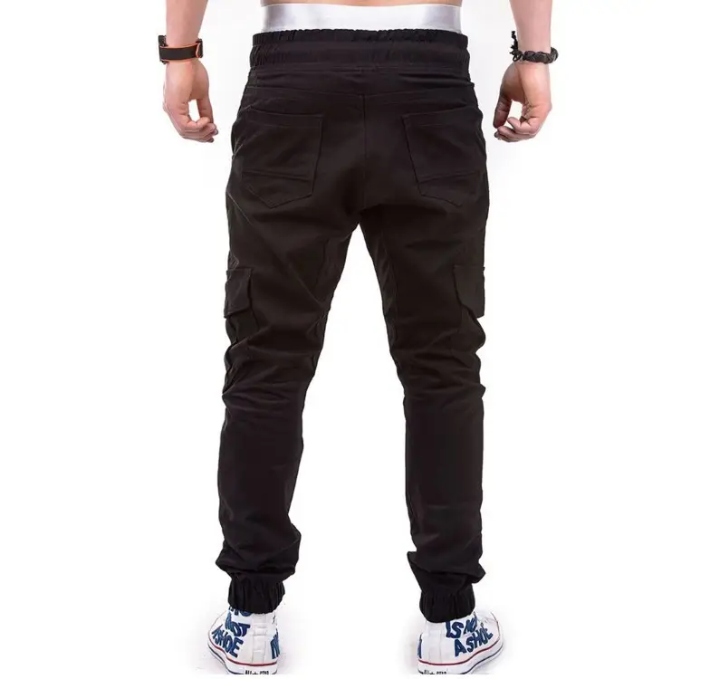Men Black Cotton Jogger Pants Large Loose Tethered Casual Wear — feature 9