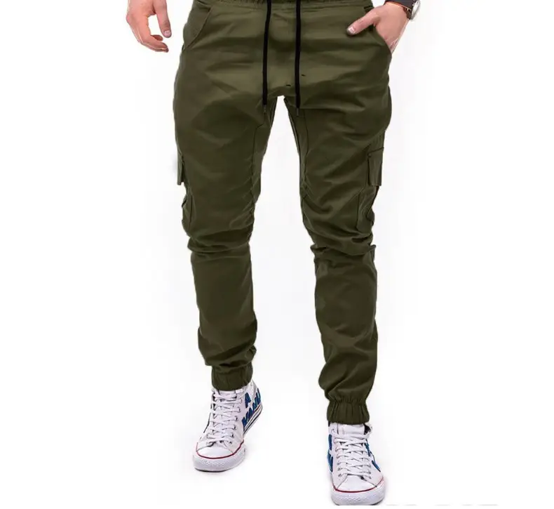 Men Black Cotton Jogger Pants Large Loose Tethered Casual Wear - Image 4