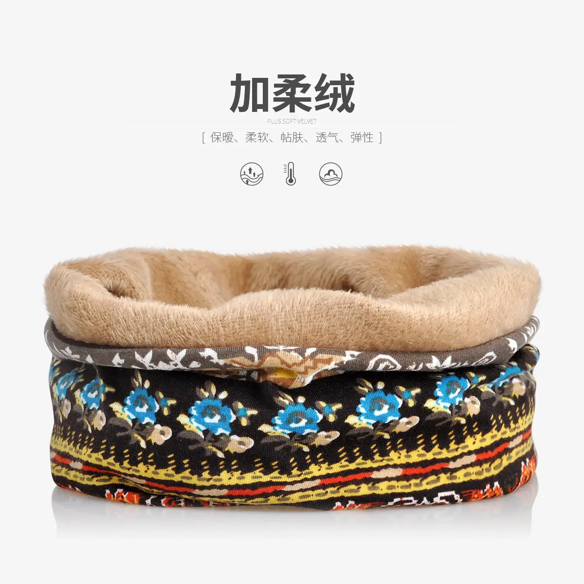 Winter Patterned Velvet Neck Hat for Men Women — feature 10
