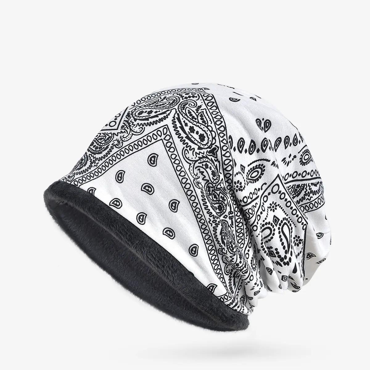 Winter Patterned Velvet Neck Hat for Men Women — feature 4
