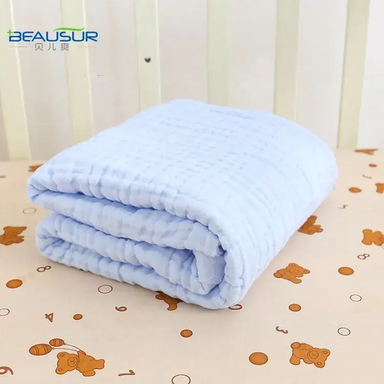 New 9-Layer Baby Gauze Towel Pure Cotton Blue White Bubble Print - Image 3