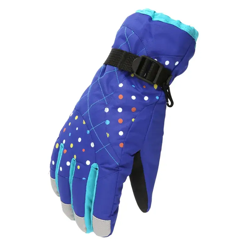 Ladies Velvet Padded Ski Gloves Blue Winter Warm Outdoor Sports - Image 7