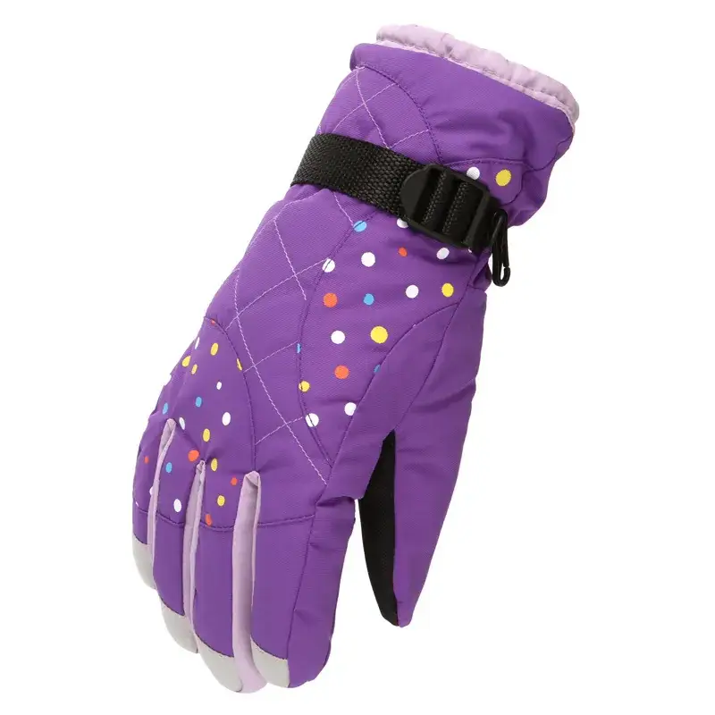 Ladies Velvet Padded Ski Gloves Blue Winter Warm Outdoor Sports - Image 3