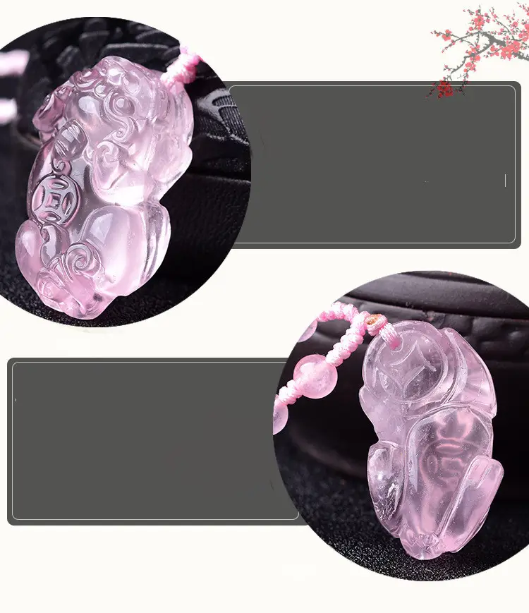 Natural Pink Crystal Pixiu Pendant for Men Women — feature 5