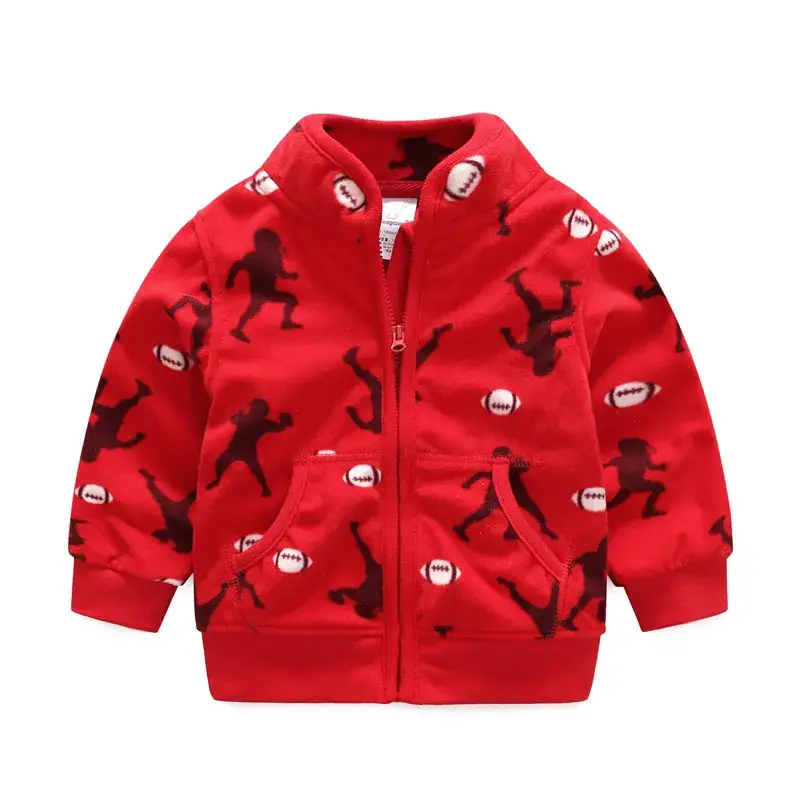 Polar Fleece Hoodie Set for Boys Girls Red Pink Grey Blue - Image 5