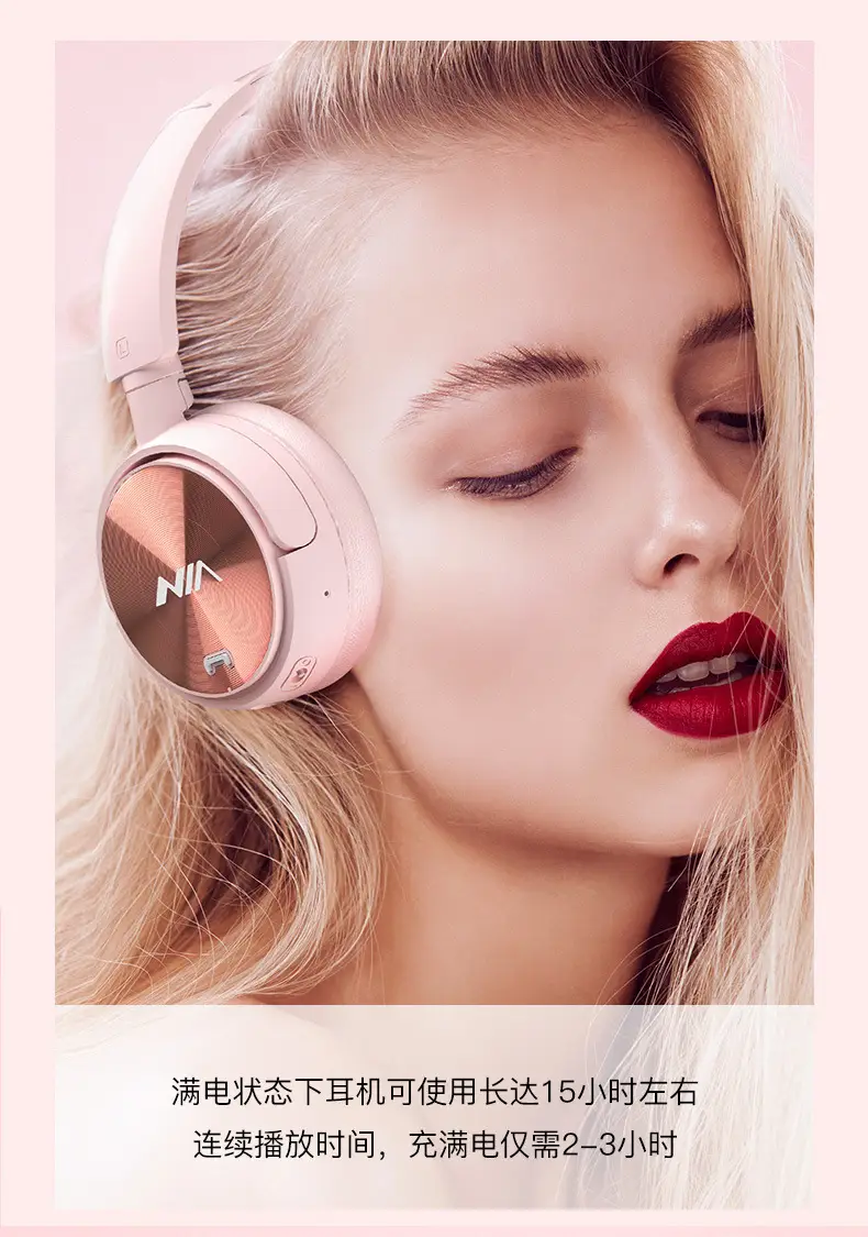 NIA-Q2 Pink Bluetooth Headset with Card Playback & APP Control — feature 5