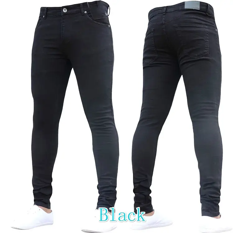 2021 Black Slim Fit Stretch Denim Men's Pants - Image 19