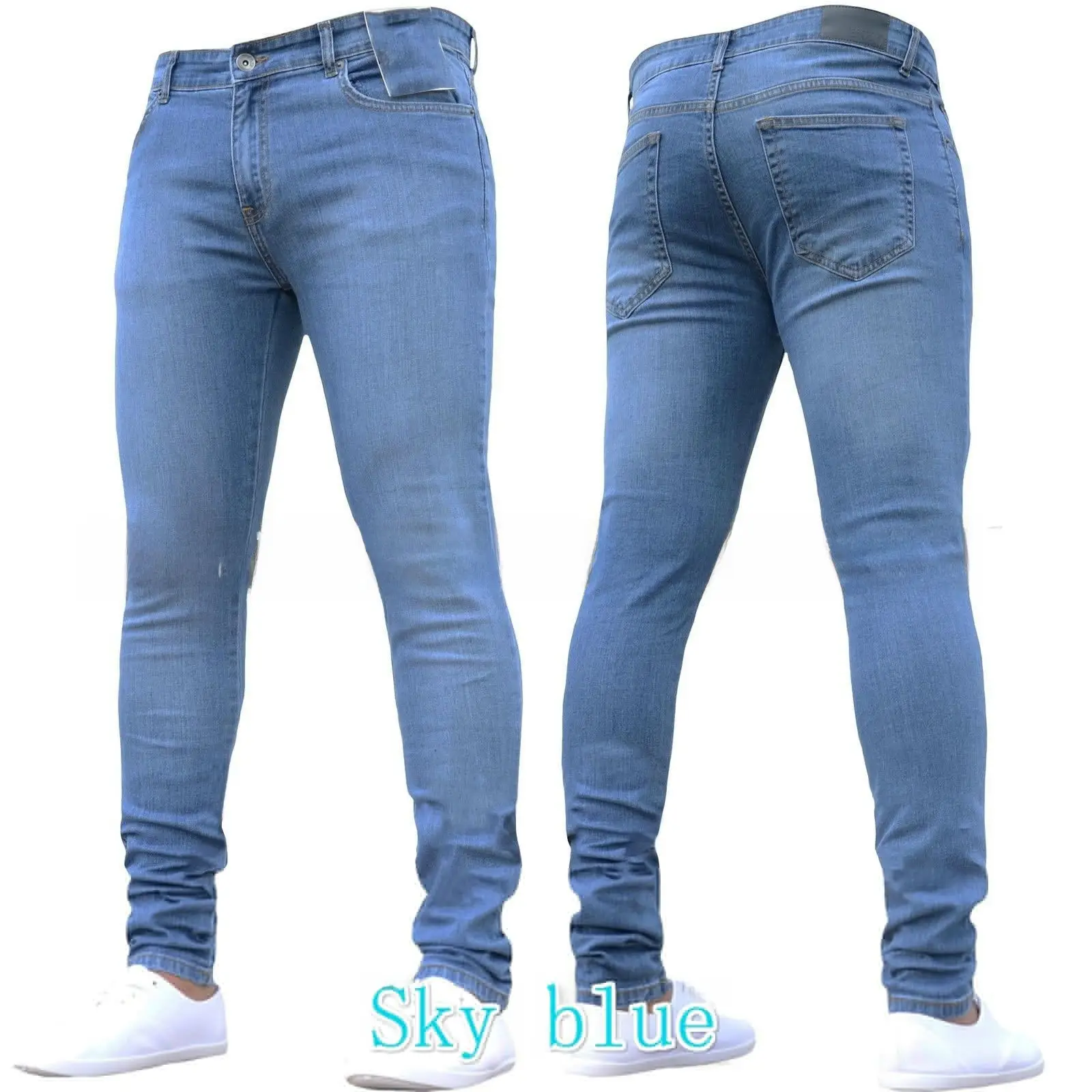 2021 Black Slim Fit Stretch Denim Men's Pants - Image 5
