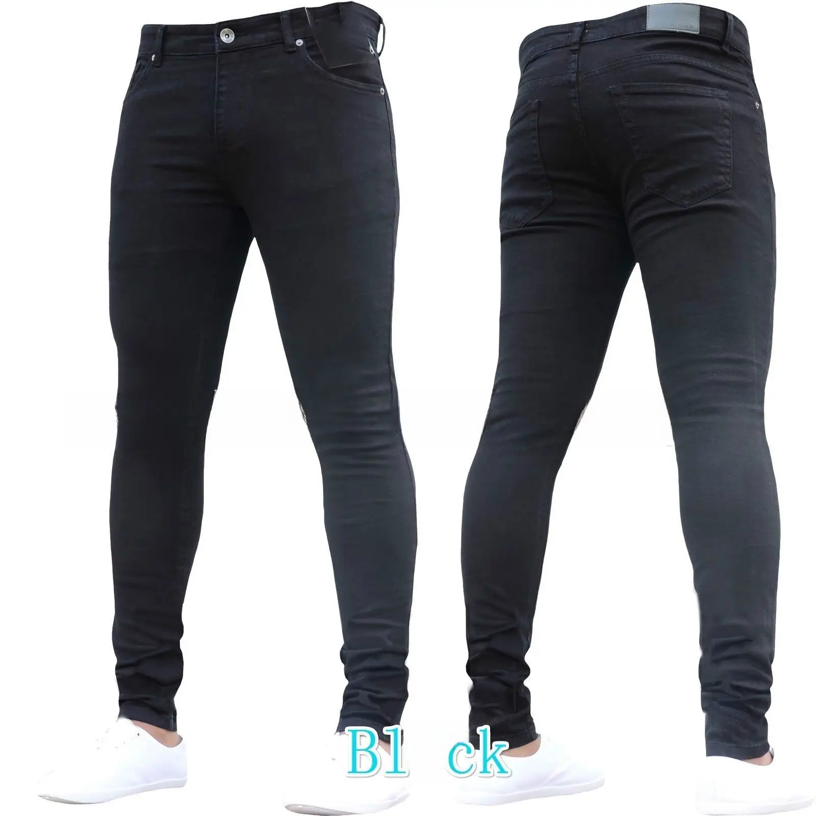 2021 Black Slim Fit Stretch Denim Men's Pants - Image 9