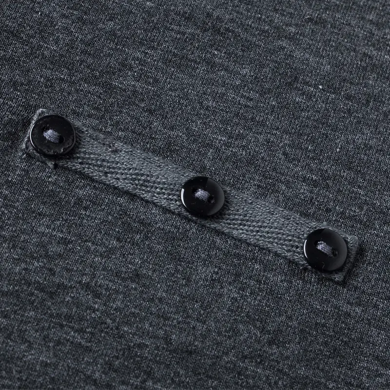 Men Cotton Long Sleeve T-Shirt 8683 Black Button - Image 5