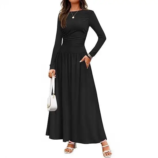 2025 Green Long Sleeve Knit Ruched Dress - Image 11