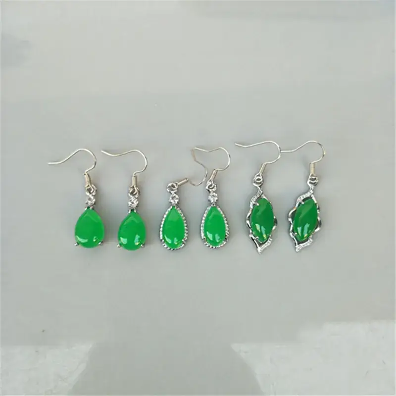 Malay Jade Earrings Women Emerald Green Teardrop Dangle