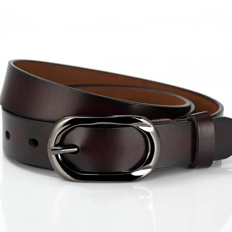 Women's Black Genuine Leather Belt with Japanese Buckle 2.8cm - Image 9