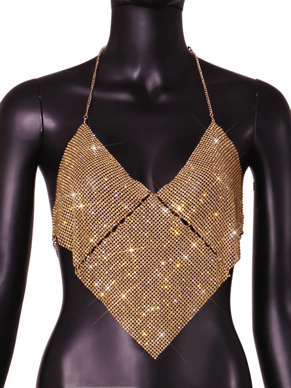 Red Rhinestone Halter Vest for Women - Image 2
