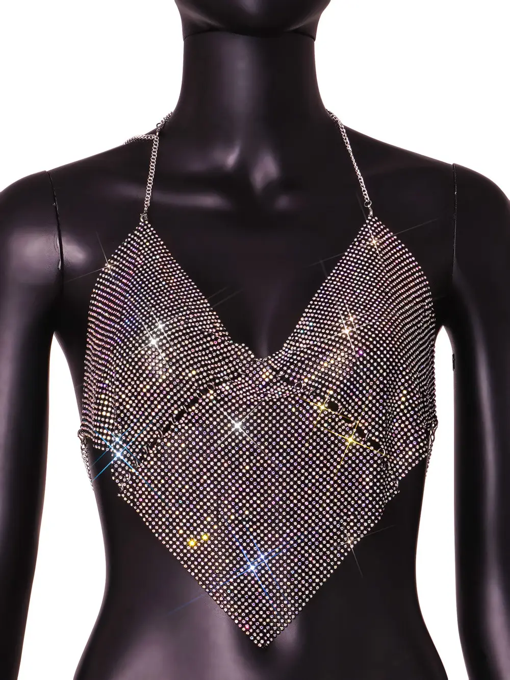 Red Rhinestone Halter Vest for Women - Image 4