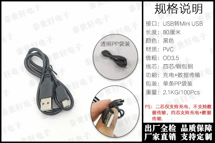 Pure Copper Mini USB Data Cable 1m Wholesale - Image 4