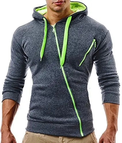 Men Grey Red Zipper Hoodie Slim Fit - Image 7