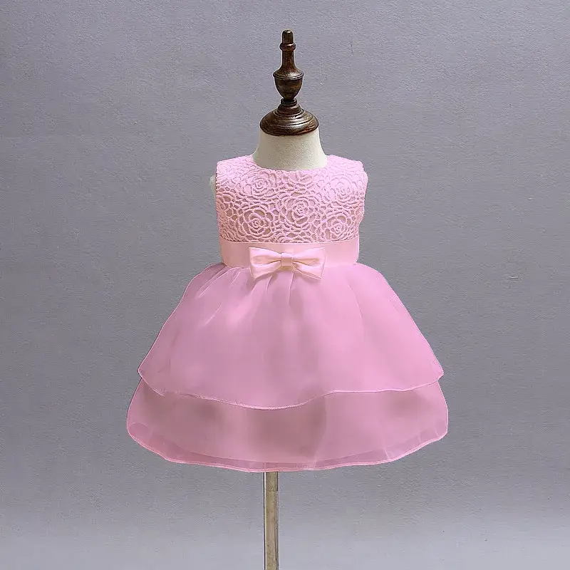 Red Tulle Baby Dress for Girls Full Month Hundred Day Dress - Image 4