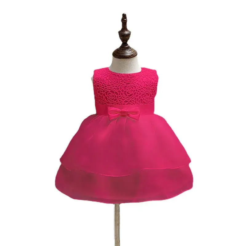 Red Tulle Baby Dress for Girls Full Month Hundred Day Dress - Image 6