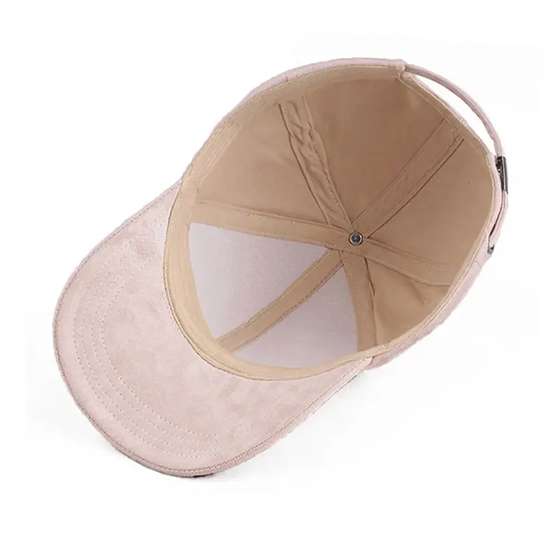 Solid Beige Korean Suede Baseball Cap - Image 13
