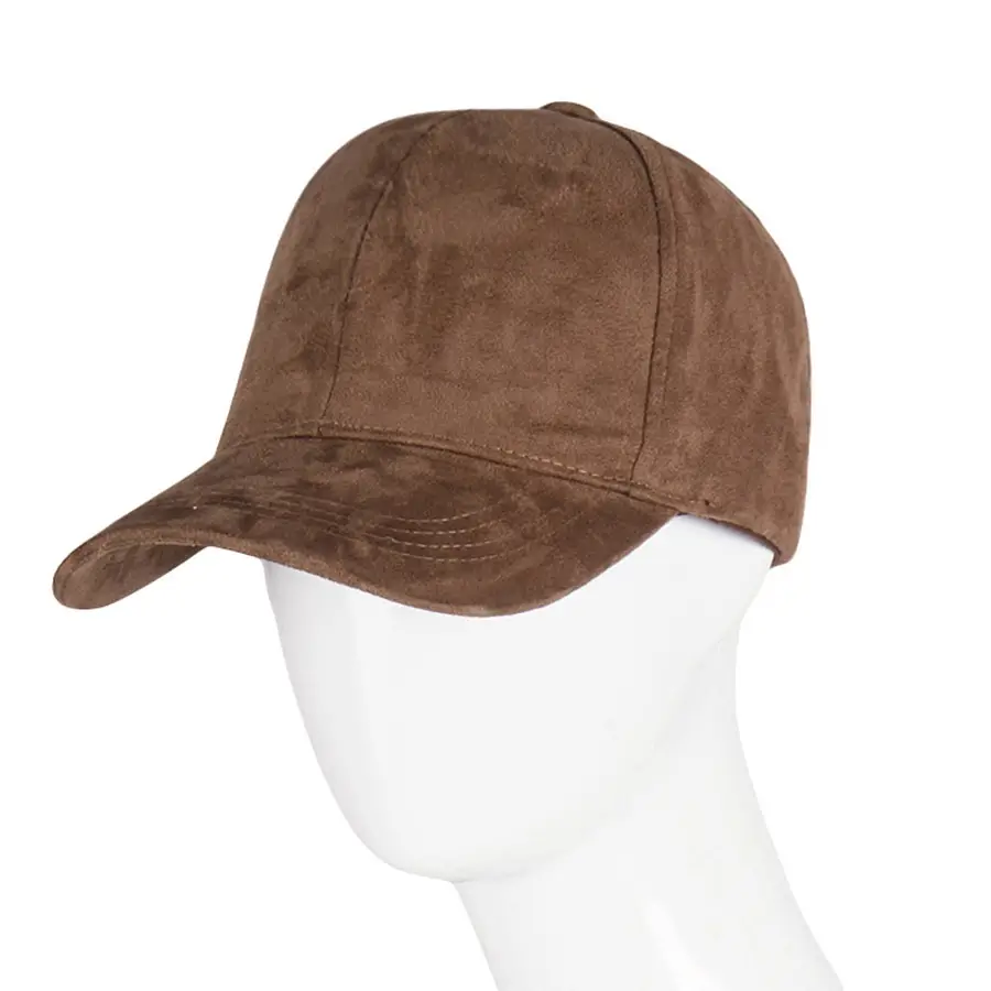Solid Beige Korean Suede Baseball Cap - Image 3