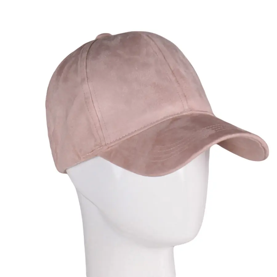 Solid Beige Korean Suede Baseball Cap - Image 4