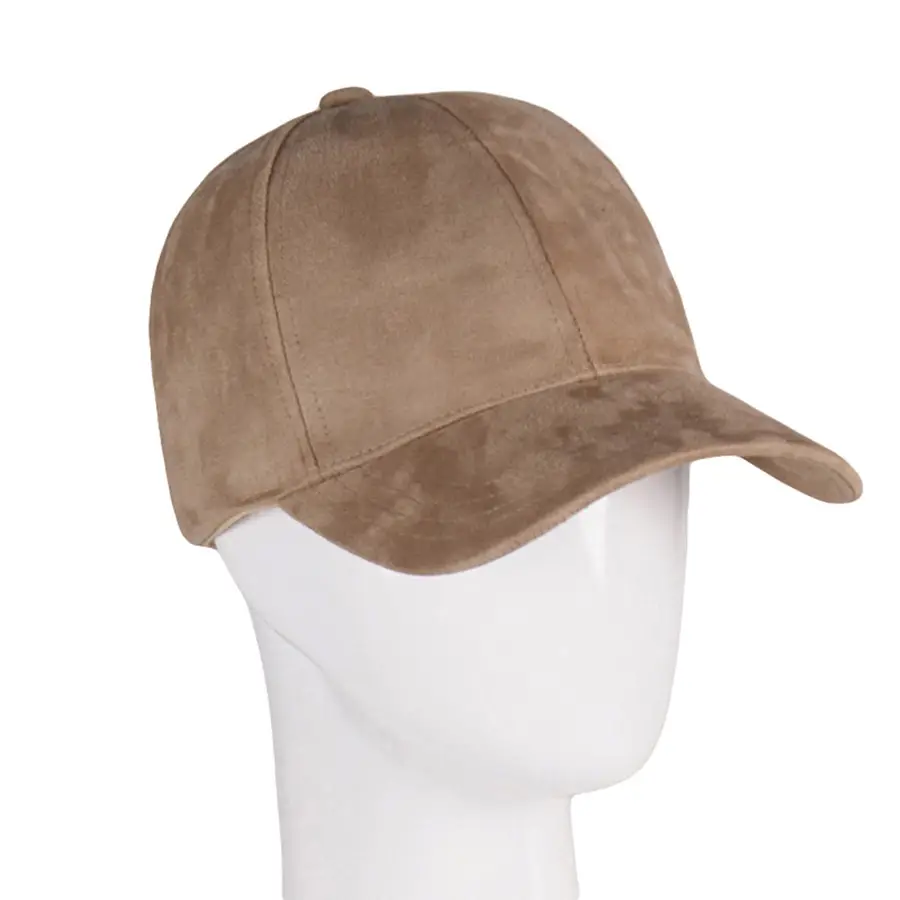 Solid Beige Korean Suede Baseball Cap - Image 9