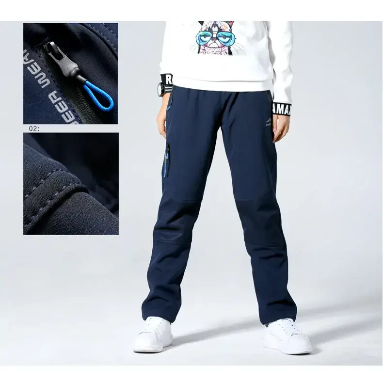 Boys Windproof Ski Pants Black Outdoor Wear - Image 6