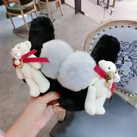 Plush Korean Bear Tag Sippers Warm Home Wear