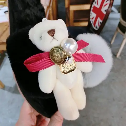 Plush Korean Bear Tag Sippers Warm Home Wear