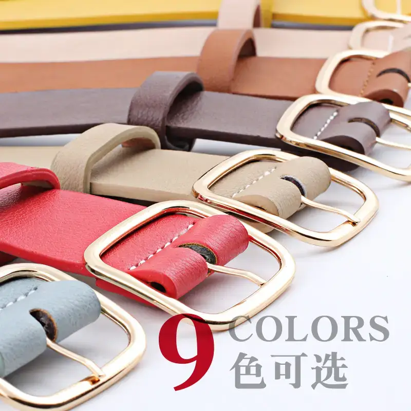 Women's Black Leather Belt with Gold Buckle - Image 7