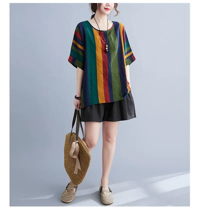 Women's Striped Loose T-Shirt Summer Top — feature 61