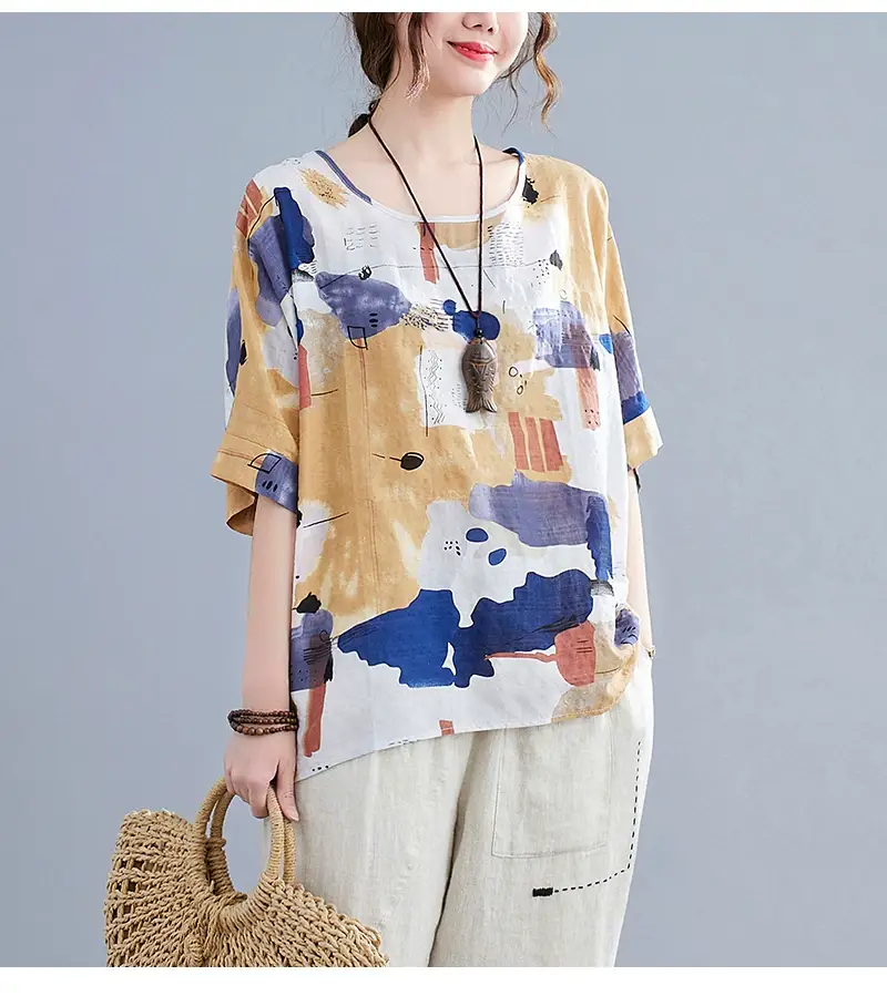 Women's Striped Loose T-Shirt Summer Top — feature 78