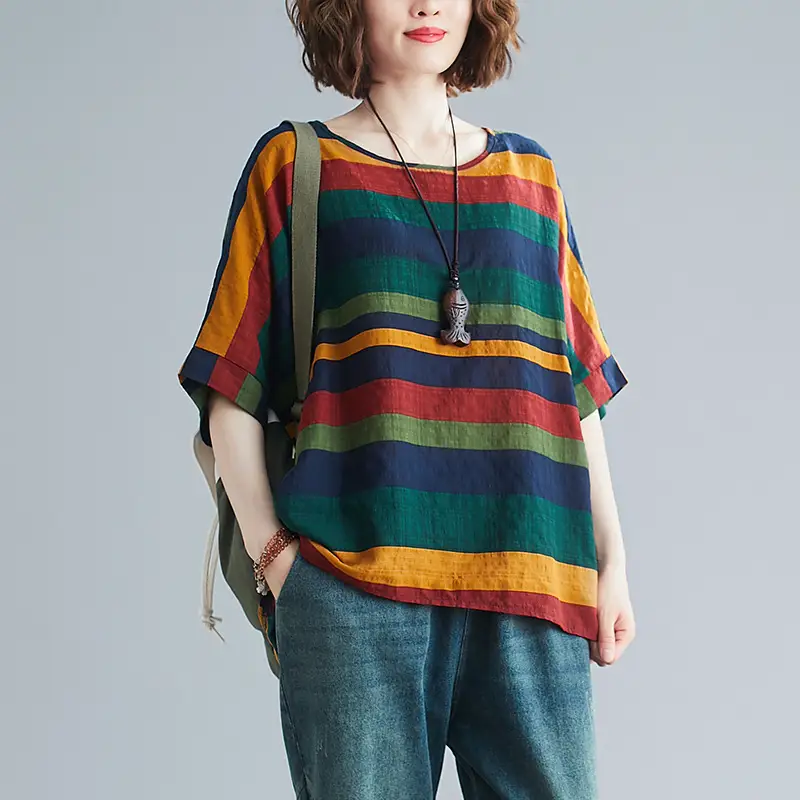 Women's Striped Loose T-Shirt Summer Top - Image 2