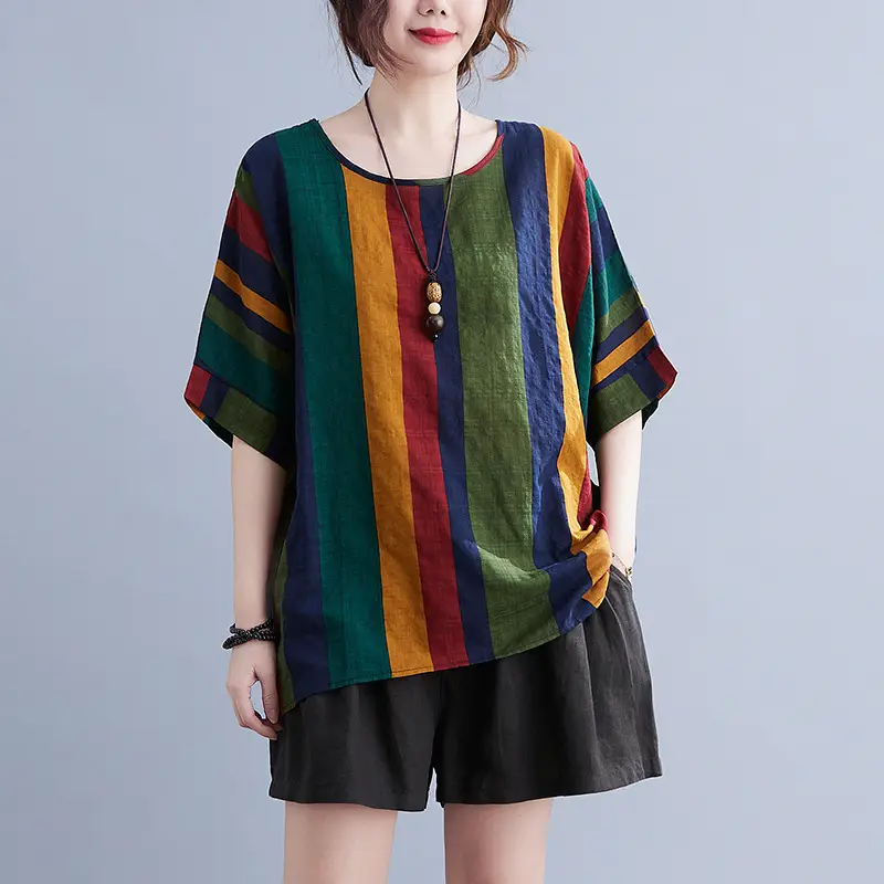Women's Striped Loose T-Shirt Summer Top - Image 5