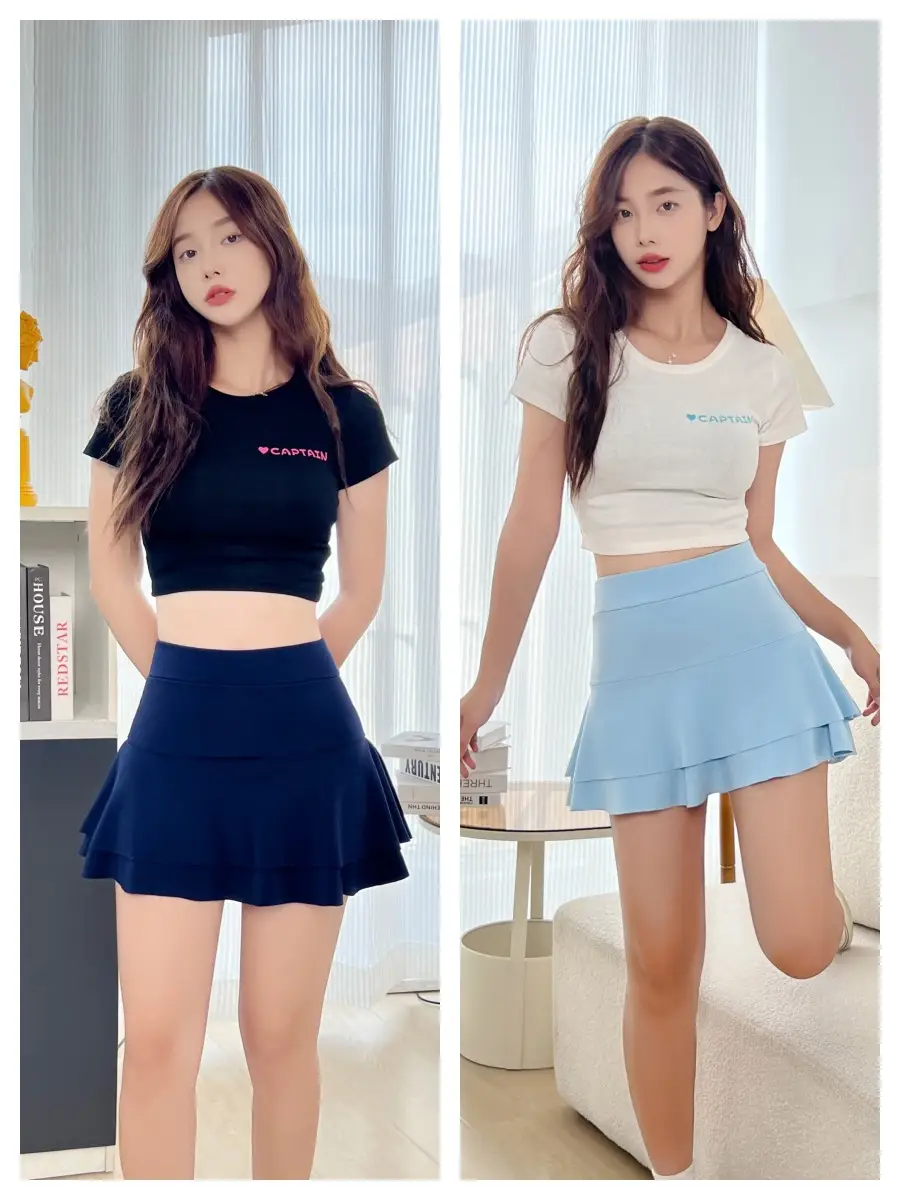 Red High Waist Slim Fit Anti-Exposed Skirt Set - Image 10