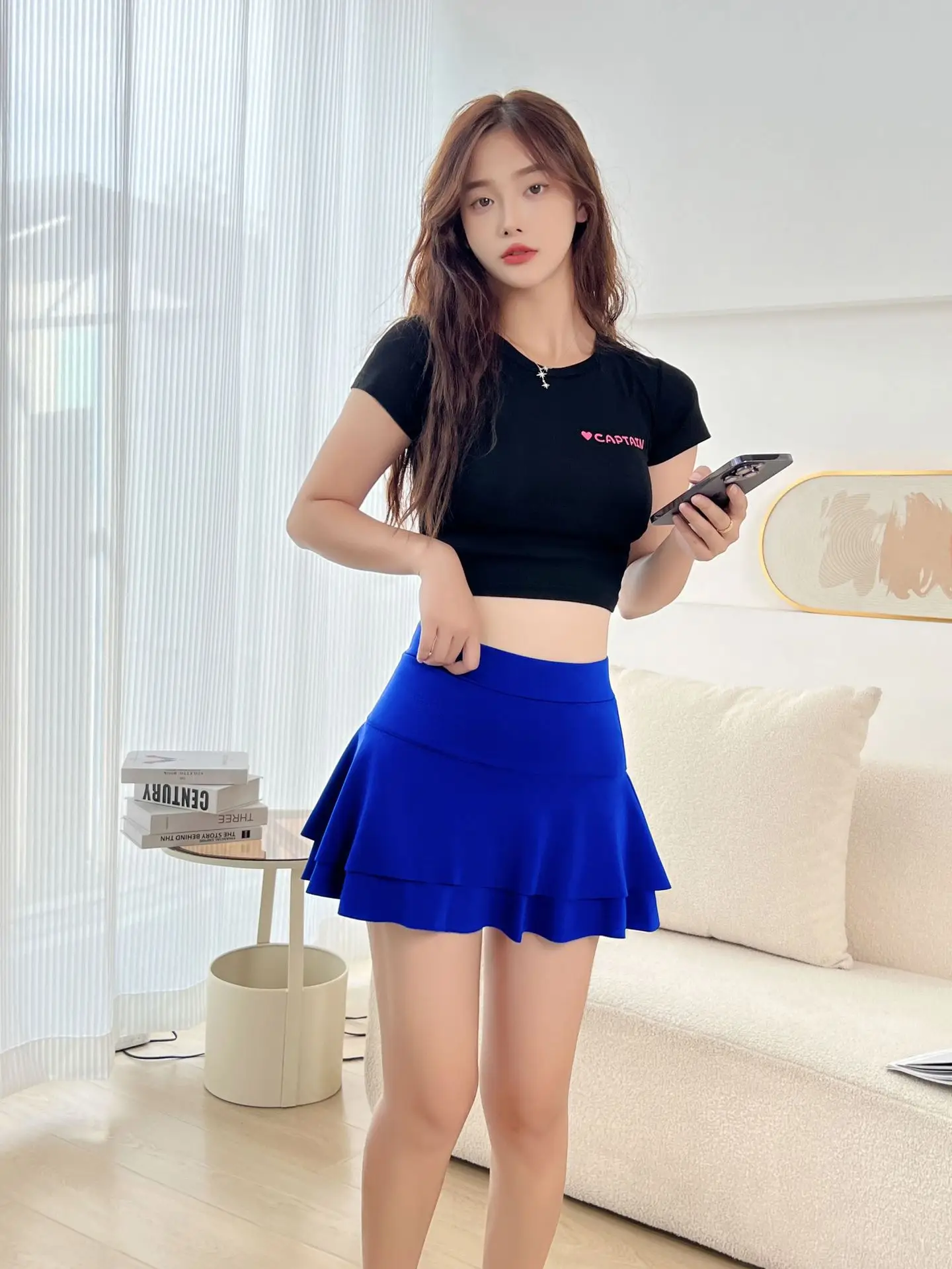 Red High Waist Slim Fit Anti-Exposed Skirt Set - Image 11