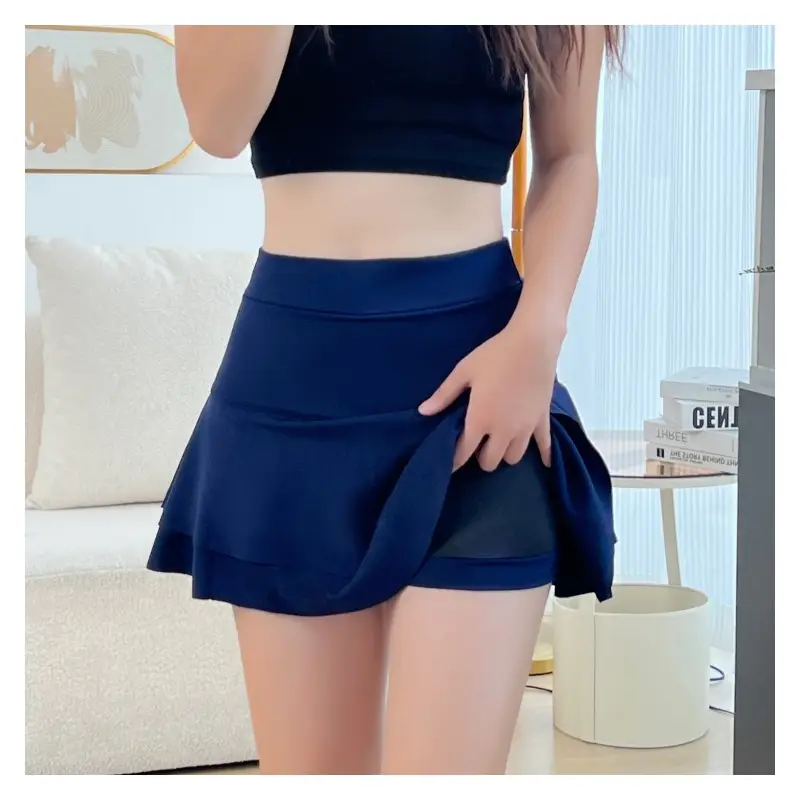 Red High Waist Slim Fit Anti-Exposed Skirt Set - Image 3