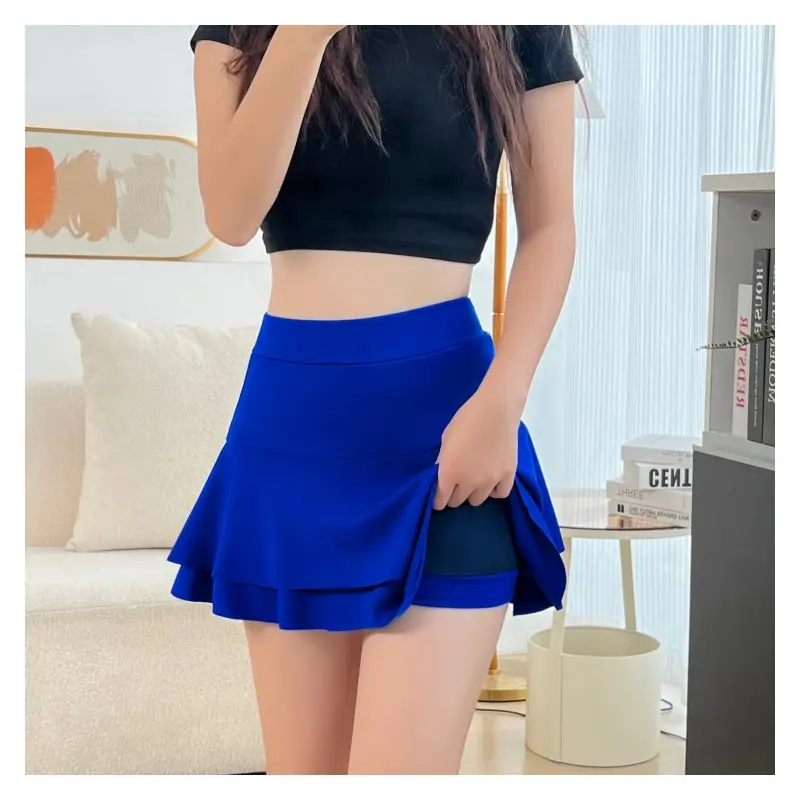 Red High Waist Slim Fit Anti-Exposed Skirt Set - Image 4