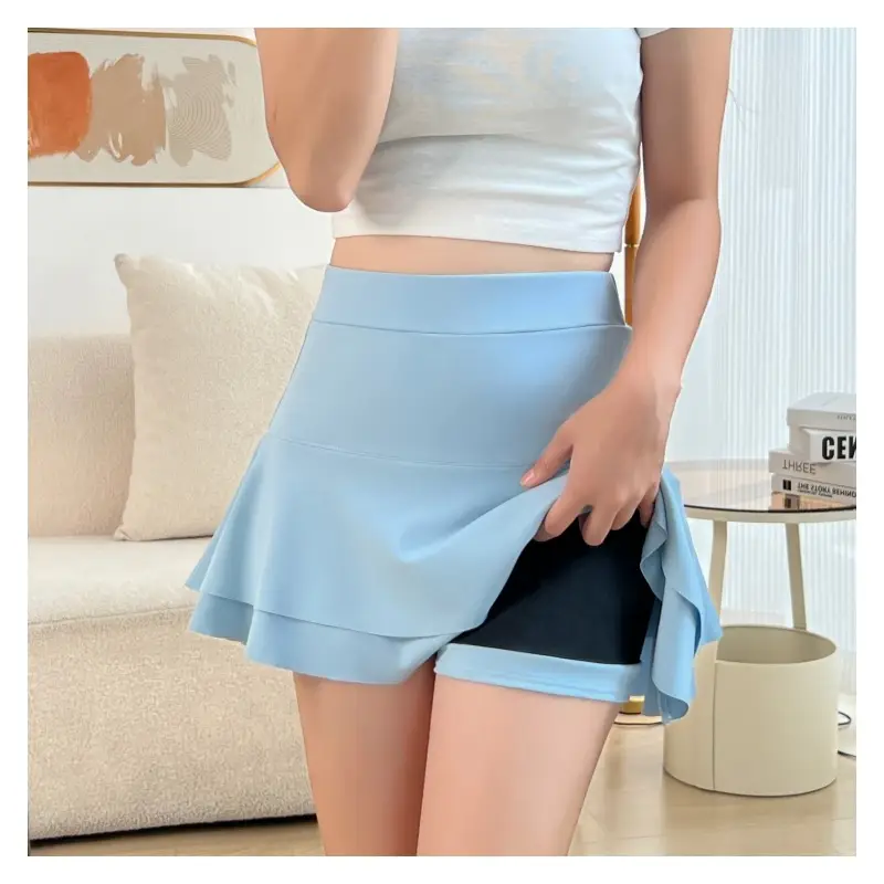 Red High Waist Slim Fit Anti-Exposed Skirt Set - Image 6